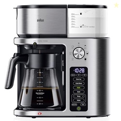 Braun MultiServe Plus 10-Cup Drip Coffee Maker - Hot & Cold Multi-Serve Brewer with Timer and Auto Start, Hot Water Dispenser, Over Ice Function, Stainless Steel & Pod-Free Design, KF9370SI