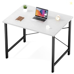 Sweetcrispy Computer Desk, Small Office 32 Inch Writing Work Study Kids Student Teacher Home Bedroom Table with Metal Frame Wood Tabletop - White