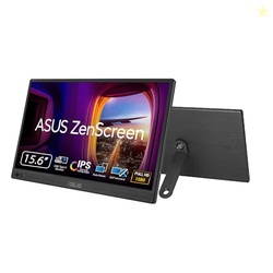 ASUS ZenScreen 16 Portable USB Monitor (MB169CK) - Full HD, IPS, Dual USB-C, Mini-HDMI, Eye Care, Flicker Free, Blue Light Filter, Anti-Glare Surface, 360 Kickstand, 3 yr Warranty