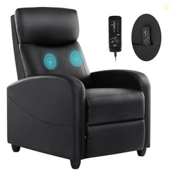 SMUG Recliner Chair for Living Room, Leather Recliners, Home Theater Seating with Lumbar Support with Adjustable Backrest and Footrest, Modern Living Room Furniture with Padded Seat Backrest, Black