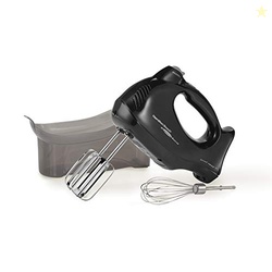 Hamilton Beach Power Deluxe 6-Speed Electric Hand Mixer with Snap-On Storage Case, QuickBurst, Beaters, Whisk, Powerful 250 Watt Motor, Bowl Rest, Black (62692)