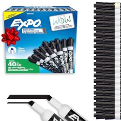 EXPO Dry Erase Markers, Low Odor Ink, Black, Chisel Tip, 40 Count - Whiteboard, Calendar, Organization, Essential Supplies for Office, School, Classroom, Teachers