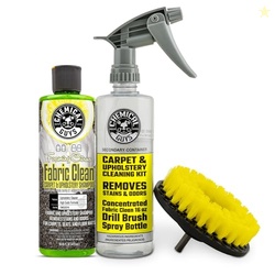 Chemical Guys Foaming Citrus Fabric Clean Drill Brush Kit - High Foaming Stain and Odor Remover, Upholstery, Floor Mat & Car Carpet Cleaner, Deep Cleans & Deodorizes, Citrus Scent - 16 fl oz