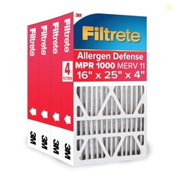 FILTRETE 16X25X4 AC FURNACE AIR FILTER, MPR 1000, MERV 11, FITS LENNOX & HONEYWELL DEVICES, ALLERGEN DEFENSE, ELECTROSTATIC AIR CLEANING FILTER, 4-PACK (ACTUAL SIZE 15.88 X 24.56 X 4.31)