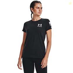 Under Armour Womens New Freedom Banner T-Shirt, (001) Black / / White, Large
