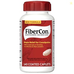 FiberCon Fiber Therapy Coated Caplets, Safe, Simple & Comfortable Insoluble Fiber for Bowel Irregularity, Comfortable Constipation Relief with No Gas or Bloating, 140 Caplets