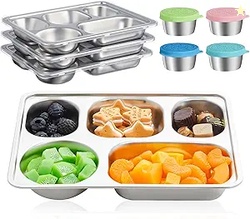 LemonRoad 8 Pcs-4 Large Stainless Steel Snack Containers 