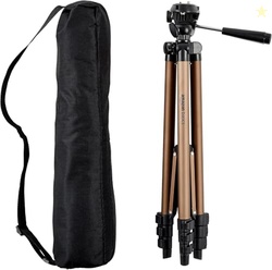 AMAZON BASICS 50-INCH LIGHTWEIGHT PORTABLE CAMERA MOUNT TRIPOD STAND WITH BAG, FOR TRAVEL PHOTOGRAPHY, CHAMPAGNE