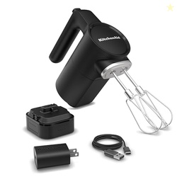 KitchenAid Go Cordless Hand Mixer - battery included, KHMR762, Black Matte