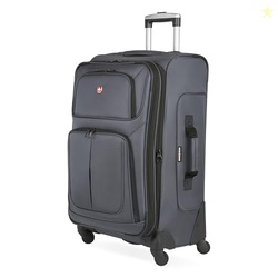 SwissGear Sion Softside Expandable Luggage, Dark Grey, Checked-Medium 25-Inch
