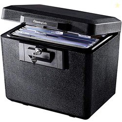 SENTRYSAFE BLACK FIREPROOF DOCUMENT BOX WITH KEY LOCK, SAFE SECURES FILES AND DOCUMENTS FOR HOME OR OFFICE, 0.61 CUBIC FEET, 13.6 X 15.3 X 12.1 INCHES, 1170