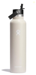 HYDRO FLASK WATER BOTTLE - INSULATED STAINLESS STEEL - STRAW LID, NON SPILL, LEAKPROOF 24 OZ OAT TAN