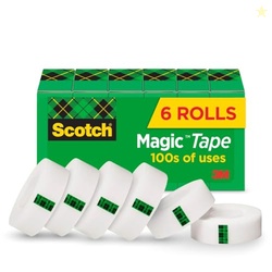 SCOTCH MAGIC TAPE, INVISIBLE, REPAIR CHRISTMAS CARDS AND USE AS HOLIDAY GIFT WRAP SUPPLIES FOR CHRISTMAS, 6 TAPE ROLLS