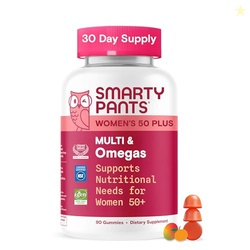 SmartyPants Multivitamin Gummy for Women 50 and Over - Improved Formula: Omega 3 (DHA/EPA), Methylfolate, CoQ10, Vitamin D3, C, Vitamin B12, B6, A, K, Biotin, Gluten Free, 90 Count (30 Day Supply)