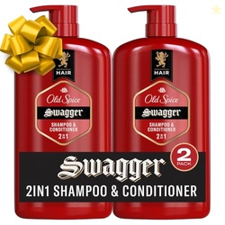 Old Spice Swagger 2-in-1 Shampoo and Conditioner Set for Men, Cedarwood Lime Scent, Healthier, Fuller, More Moisturized Looking Hair, Barbershop Quality, 29.2 Fl Oz Each, Twin Pack