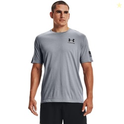 Under Armour Men's New Freedom Flag T-Shirt, Steel Medium Heather (035)/Black, X-Large