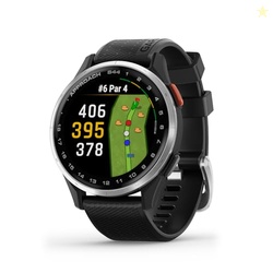 Garmin Approach S44, Essential Golf GPS Smartwatch, AMOLED Display, On-Course Features, Silver Aluminum Bezel with Black Silicone Band