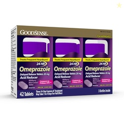 GoodSense Omeprazole, Compare to Prilosec, Delayed Release Tablets 20 mg, Acid Reducer, Wildberry Mint Coated Tablet, 42 Count