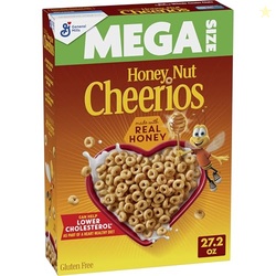 HONEY NUT CHEERIOS, HEART HEALTHY GLUTEN FREE BREAKFAST CEREAL WITH WHOLE GRAIN OATS, MEGA SIZE, 27.2 OZ