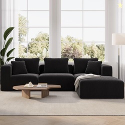 Novilla 106" Modular Sectional Sofa, Modern Cloud Sectional Couch with Smarts Coil Support, L-Shape Boneless Couch for Living Room Apartments Bedroom, No Assembly Required (3 Seater + 1 Ottoman)