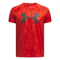 Under Armour Boys Tech Big Logo Printed Short-Sleeve T-Shirt, (847) Fire / / Castlerock, Medium