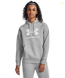 Under Armour Womens Rival Fleece Big Logo Hoodie, (012) Mod Gray Light Heather / / White, XX-Large