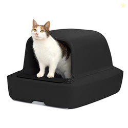 PetSafe ScoopFree Crystal Pro Self-Cleaning Cat Litter Box System  Enclosed Front-Entry  Advanced Odor Control  Includes 1 Disposable Crystal Litter Tray  Black (ZAL00-18159)