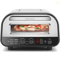 CHEFMAN INDOOR PIZZA OVEN - MAKES 12 INCH PIZZAS IN MINUTES, HEATS UP TO 800F - COUNTERTOP ELECTRIC PIZZA MAKER WITH 5 TOUCHSCREEN PRESETS, PIZZA STONE AND PEEL INCLUDED - STAINLESS STEEL