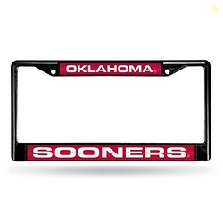 Rico Industries NCAA Oklahoma Sooners Black Black Laser Cut Chrome Frame 12" x 6" 12" x 6" Black Laser Cut Chrome Frame - Car/Truck/SUV Automobile Accessory