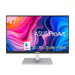 ASUS ProArt Display 27" Monitor PA278CV - WQHD (2560 x 1440), IPS, 100% sRGB, 100% Rec. 709, E < 2, Calman Verified, USB Hub, USB-C, DisplayPort Daisy-chaining, HDMI, Eye Care, Height Adjustable