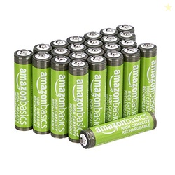 Amazon Basics 24-Pack Rechargeable AAA NiMH High-Capacity Batteries, 850 mAh, 1.2V, Recharge up to 500x Times, Pre-Charged