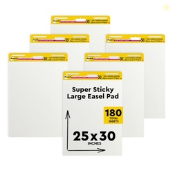 Post-it Super Sticky Easel Pad, 25 x 30 Inches, 30 Sheets/Pad, 6 Pads, Large White Premium Self Stick Flip Chart Paper, Super Sticking Power (559VAD6PK)