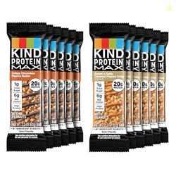 KIND Protein MAX Variety Pack, High Protein Bars, Keto Snacks, 1g Sugar, 20g Protein, (6) Crispy Chocolate Peanut Butter (6) Sweet & Salty Caramel Crisp, 12 Count Pack