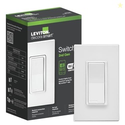 LEVITON DECORA SMART SWITCH, WI-FI 2ND GEN, NEUTRAL WIRE REQUIRED, WORKS WITH MATTER, MY LEVITON, ALEXA, GOOGLE ASSISTANT, APPLE HOME/SIRI & WIRED OR WIRE-FREE 3-WAY, D215S-1RW, WHITE