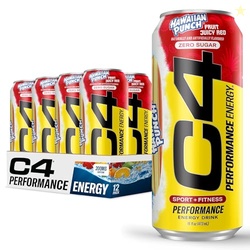 C4 Energy Drink, Hawaiian Punch Fruit Juicy Red, Carbonated Sugar Free Pre Workout Performance Drink with no Artificial Colors or Dyes, 16oz Pack of 12