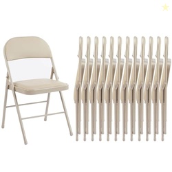 SWEETCRISPY FOLDING CHAIR 12 PACK, LEATHER PADDED FOLDING CHAIRS, STURDY METAL FOLDABLE CHAIRS, EASY TO USE AND STORE, OUTDOOR AND INDOOR, FOR HOME, OFFICE, PARTY, COMFY