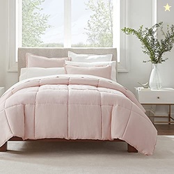 SERTA Simply Clean Ultra Soft Hypoallergenic Solid 3 Piece Comforter Set, King, Blush