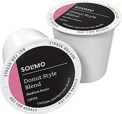 AMAZON BRAND - SOLIMO MEDIUM ROAST COFFEE PODS, DONUT STYLE, COMPATIBLE WITH KEURIG 2.0 K-CUP BREWERS, 100 COUNT