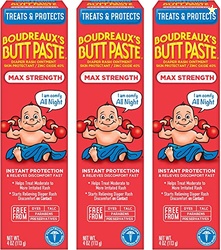 Boudreauxs Butt Paste Max Strength Diaper Rash Cream for Baby, Ointment With Zinc Oxide, 4 oz Tubes, 3 Pack