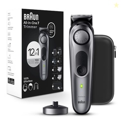 Braun All-in-One Men's Shaving Kit Series 7 7440, 12-in-1 Beard, Face, Nose, Ear Trimmer, Hair Clippers, Body Groomer and Manscaping + Travel Case + Charging Stand, Holiday Gifts for Men