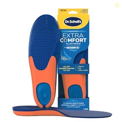 DR. SCHOLLS EXTRA COMFORT SUPPORT INSOLES MEN, SIZE 8-14, 1 PAIR: ALL-DAY COMFORT SHOE INSERTS WITH MASSAGING GEL FOR BIG & TALL MEN, 200LBS+, WIDE FEET - ARCH SUPPORT INSERTS FOR MEN, TRIM TO FIT