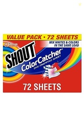 SHOUT COLOR CATCHERS FOR LAUNDRY, ALLOW MIXED WASHES, PREVENTS COLOR RUNS AND MAINTAINS ORIGINAL CLOTHING, 72 COUNT