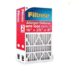 Filtrete 16x25x4 AC Furnace Air Filter, MPR 1000, MERV 11, Fits Honeywell & Lennox, Allergen Defense, Electrostatic Air Cleaning Filter, 2-Pack (Actual Size 15.88x24.56x4.31 in)