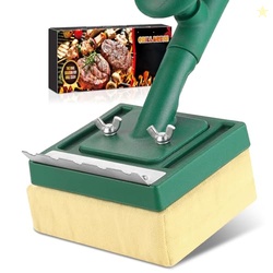 Grill Brush Bristle Free with Scraper,22" Extra Long Steam Grill Brush for Outdoor Grill,Replaceable Cleaning Head,Safe Grill Cleaner for Cast Iron/Stainless-Steel Grates,Ideal BBQ Gifts for Men Dad