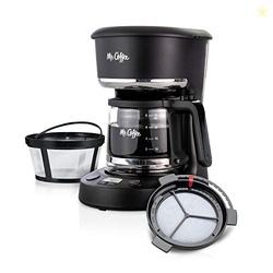 MR. COFFEE PROGRAMMABLE COFFEE MAKER 5 CUPS WITH AUTO PAUSE GLASS CARAFE COMPACT DESIGN BLACK