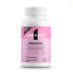 One A Day Prenatal Vitamins- Folic Acid, Iron, Omega- 3 (DHA), Pregnancy Vitamins for Women, Prenatal Multivitamin for Mom and Baby Support, Pregnancy Must Haves 90 Ct (Packaging May Vary)