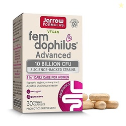 Jarrow Formulas Fem-Dophilus Advanced Vaginal & Digestive Probiotics 10 Billion CFU with 6 Science Backed Strains, for Vaginal, Urinary Tract, Digestive & Immune Support, 30 Capsules, Shelf-Stable