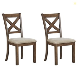 Signature Design by Ashley Moriville Modern Farmhouse 19" Upholstered Dining Room Chair, 2 Count, Brown