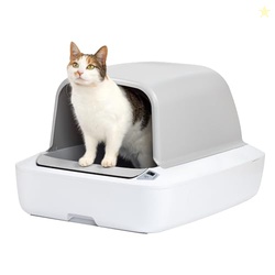 PetSafe ScoopFree Crystal Pro Self-Cleaning Cat Litter Box System  Enclosed Front-Entry  Advanced Odor Control  Includes 1 Disposable Crystal Litter Tray  White (PAL00-18017)