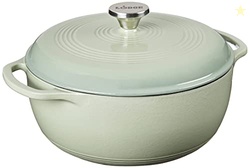 Lodge 6 Quart Enameled Cast Iron Dutch Oven with Lid  Dual Handles  Oven Safe up to 500 F or on Stovetop - Use to Marinate, Cook, Bake, Refrigerate and Serve  Desert Sage